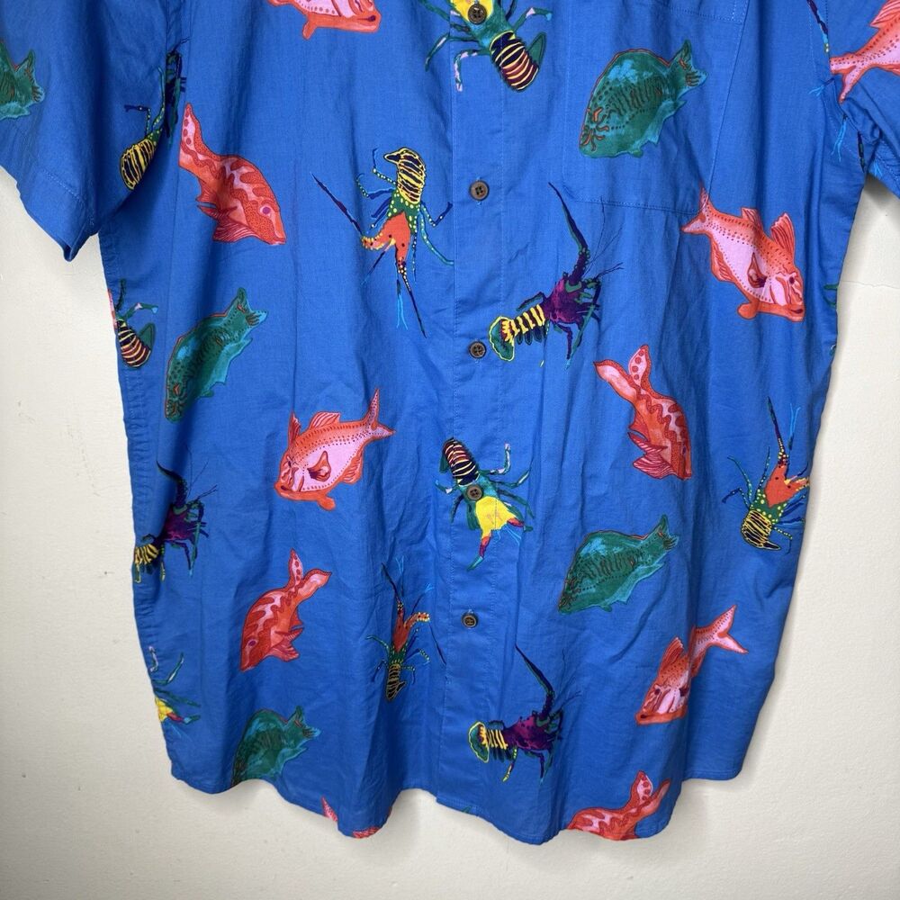 Patagonia Pataloha Shirt Mens XXL Lobster Fish Sea Harvest Blue Hawaiian Camp - Picture 3 of 10